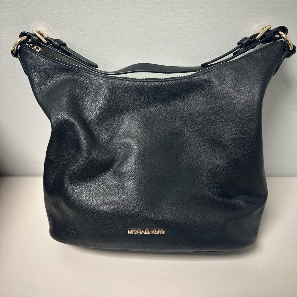 Michael Kors Lupita Black Leather Shoulder Bag